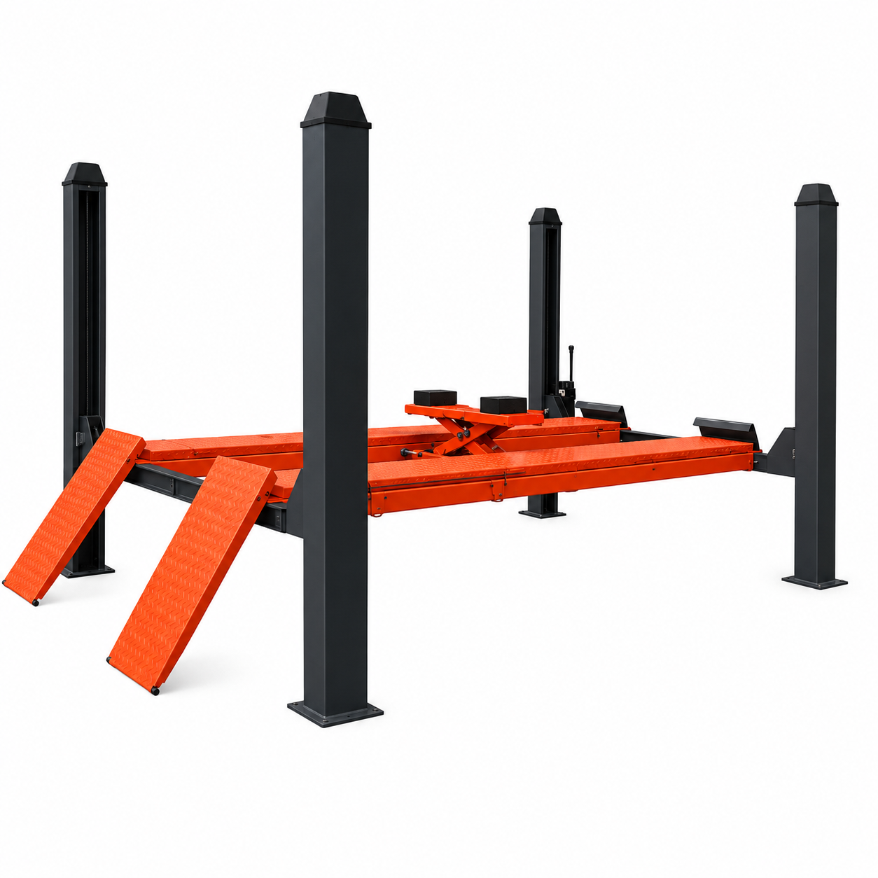 4 Post 6.5 Ton 380V heavy-duty workshop lift with rolling jack - Launch SA