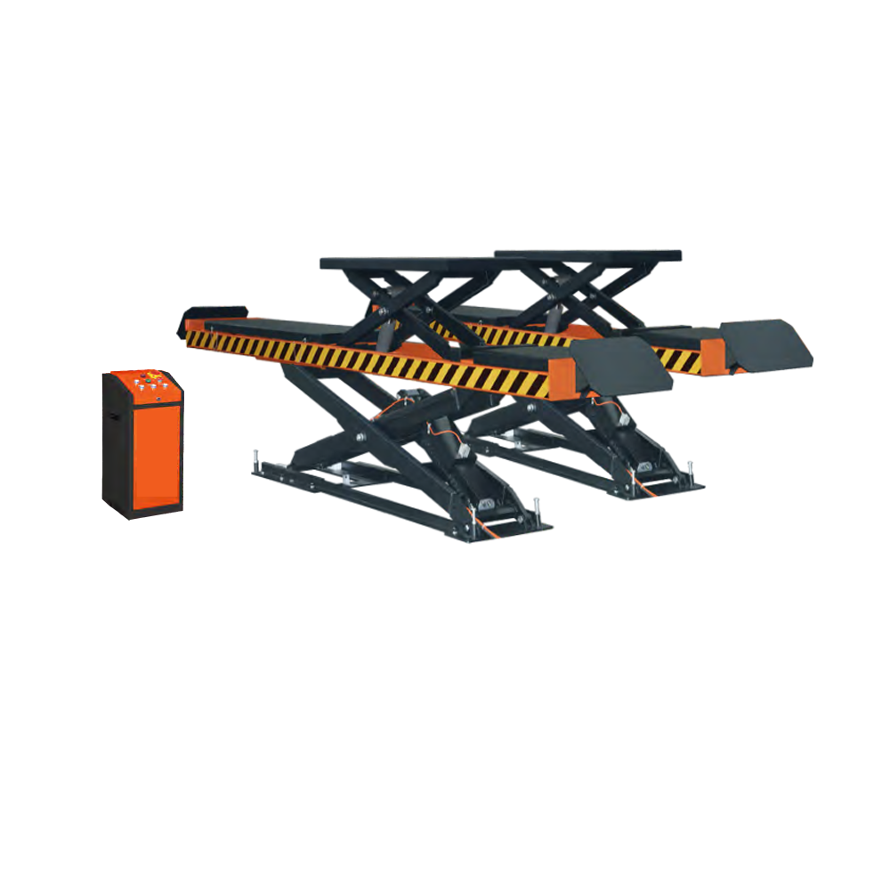 TWO LEVEL ALIGNMENT SCISSOR LIFT IN GROUND-MOUNTING