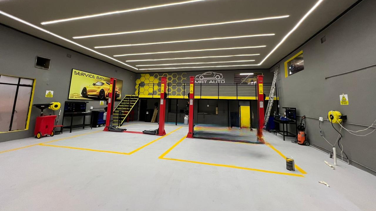 MBT Auto Hartbeespoort Workshop with Launch 2 Post Lifts - Launch SA Two Launch SA 2 post lifts installed at MBT Auto Repairs workshop in Hartbeespoort